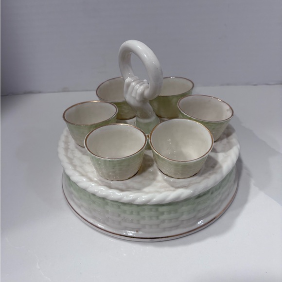 Belleek Other - Belleek Porcelain Egg Holder Basket Weave with 5 Removable Cups
